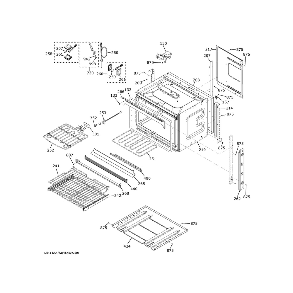 Body Parts Diagram and Parts List for CKS70DP2N5S1  General Electric Wall Oven