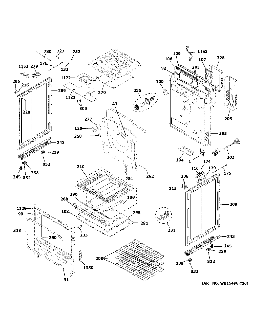 Body Parts Diagram and Parts List for PGS930YP3FS  General Electric Range