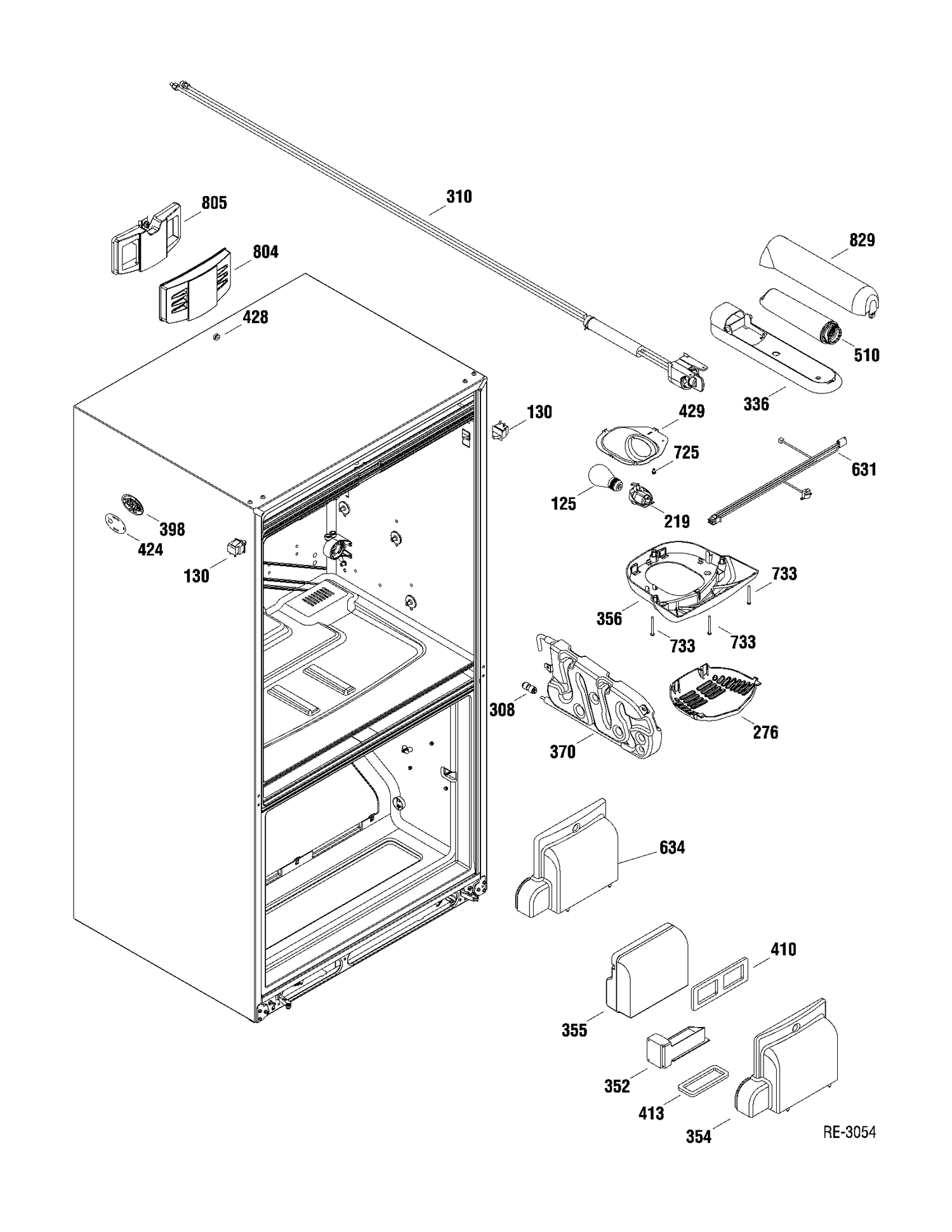 FF SECTION Diagram and Parts List for PFRS2MJXASS  General Electric Refrigerator