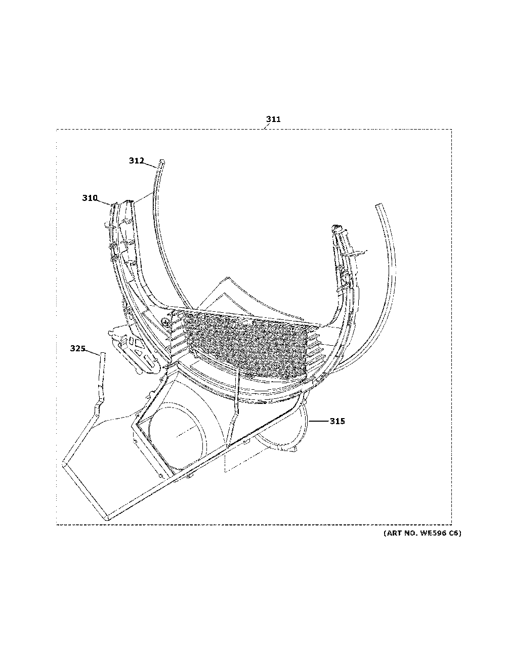 Trap Duct Assembly Diagram and Parts List for NTX62G8ST0WW  General Electric Dryer
