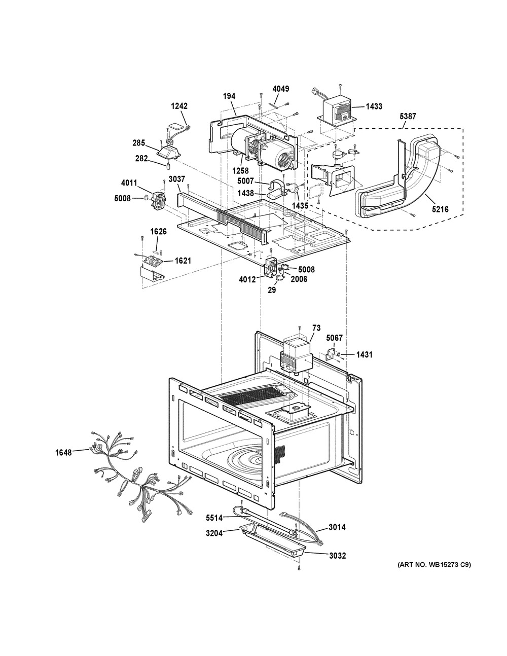 Insulator Parts Diagram and Parts List for PWB7030EL3ES  General Electric Microwave Oven Combo