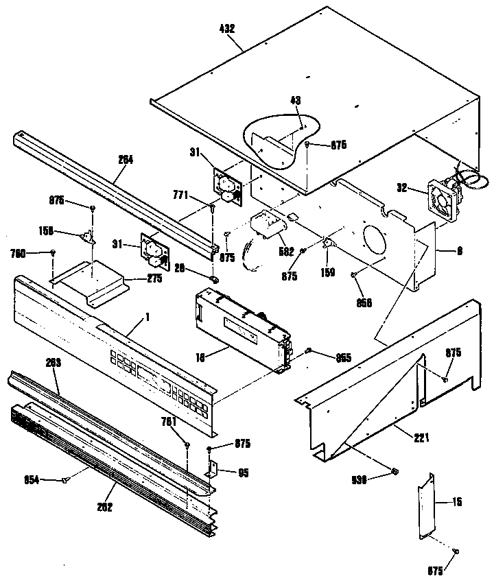 Cabinet Diagram and Parts List for ZEK756GP1BG  General Electric Range