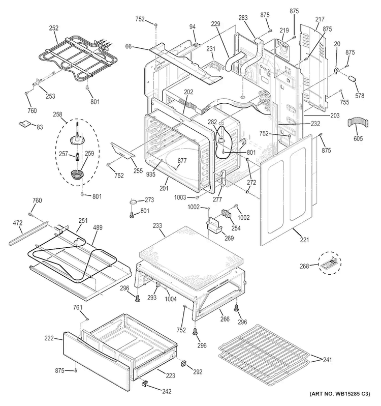 Body Parts Diagram and Parts List for JB750SF2SS  General Electric Range