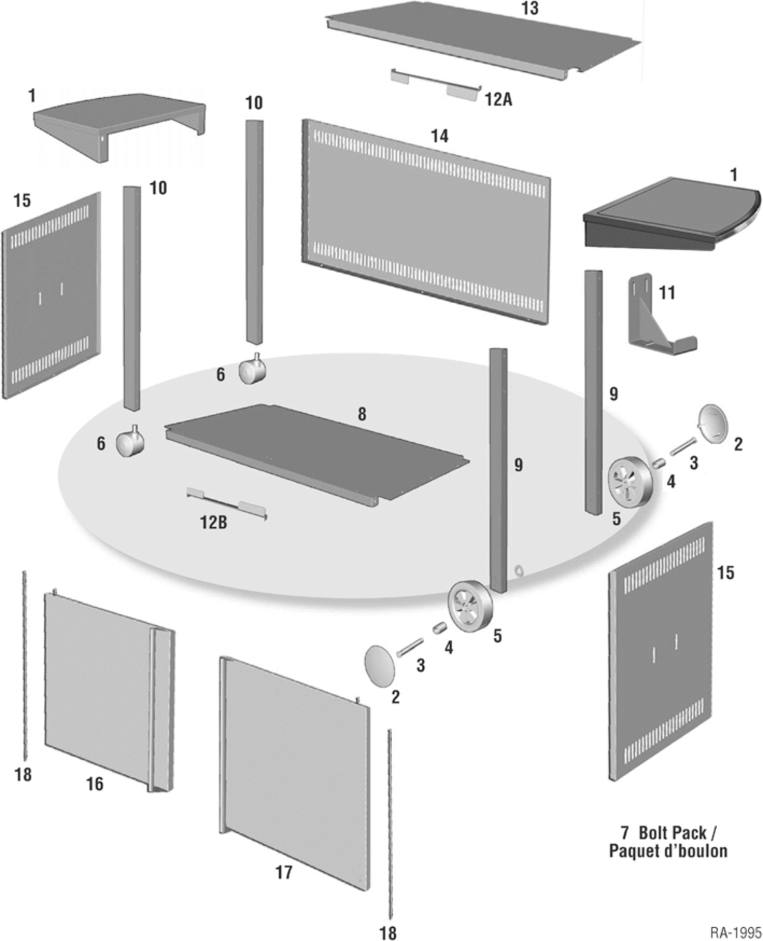 CABINET TROLLEY Diagram and Parts List for BDP4624BDSS  General Electric Grill