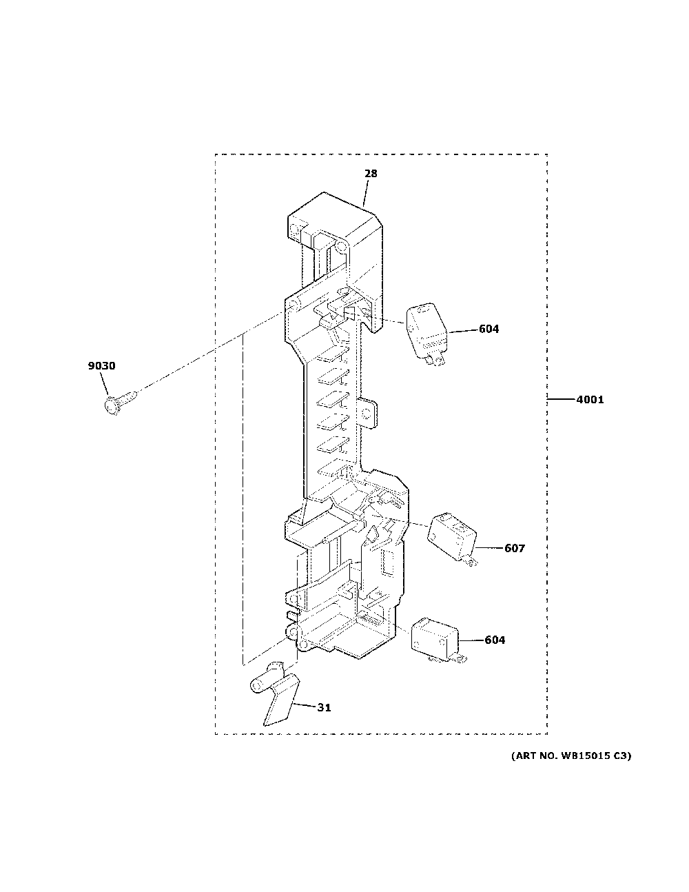 Latch Board Parts Diagram and Parts List for ZSA1202P1SS  General Electric Microwave