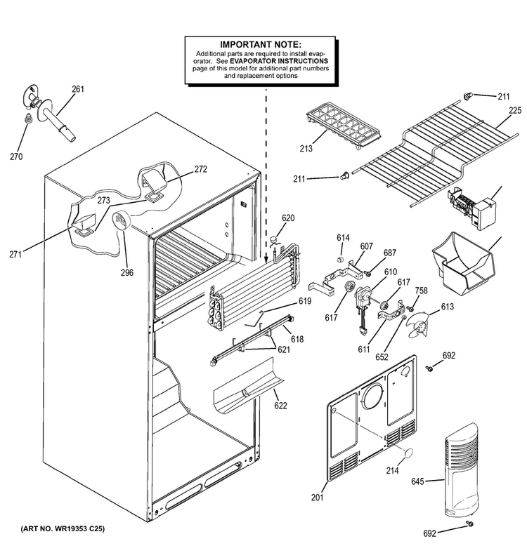 Freezer Section Diagram and Parts List for GTH18ISDLRSS  General Electric Refrigerator