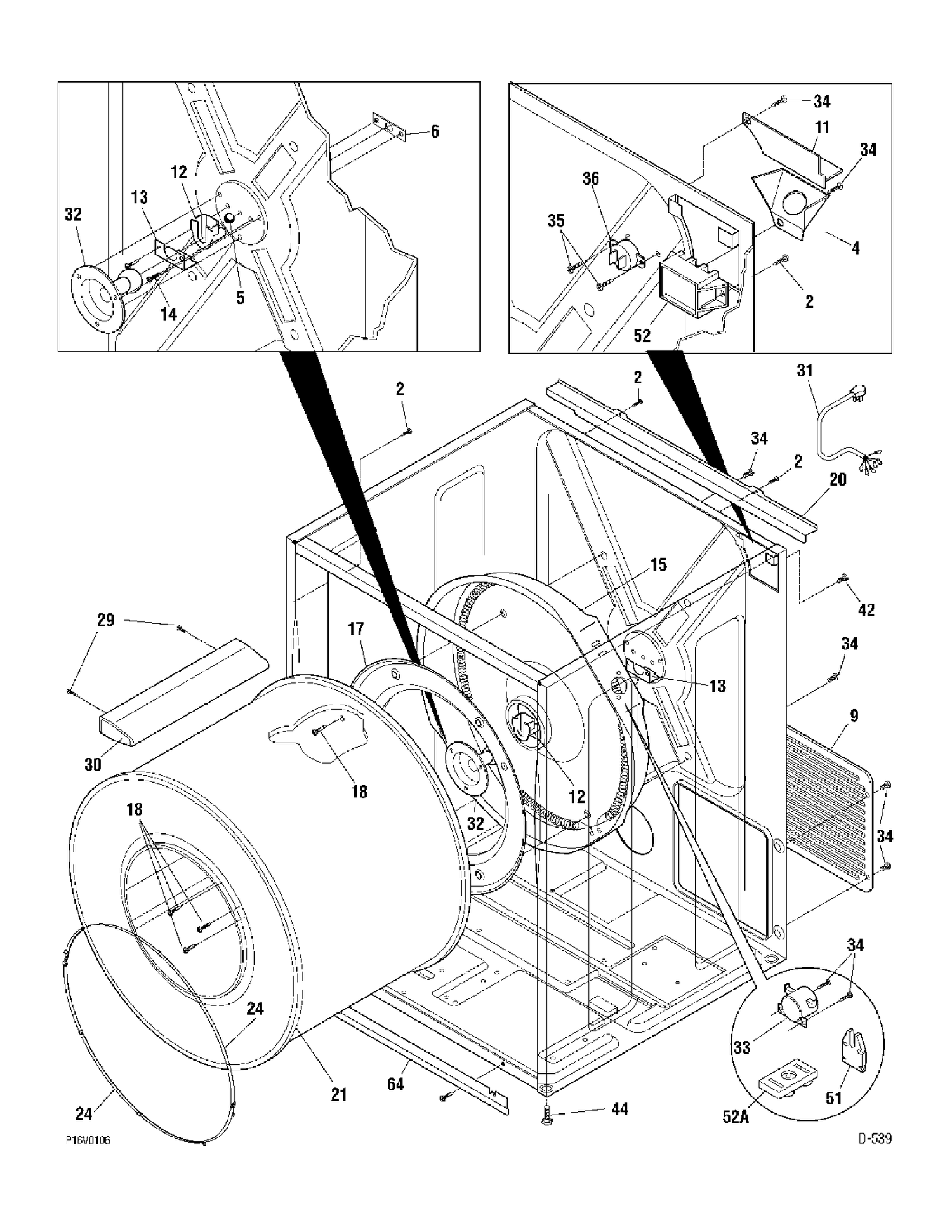 CABINET Diagram and Parts List for PSXH47EF1WW  General Electric Dryer