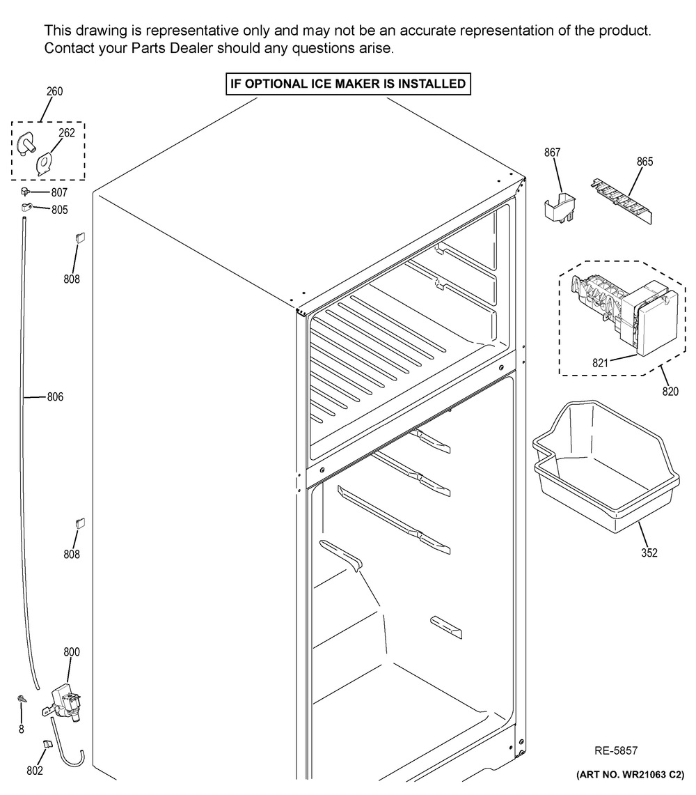Ice Maker Diagram and Parts List for GUAP240EM2WW  General Electric Refrigerator
