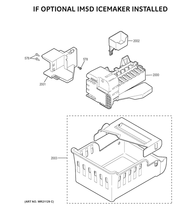 Optional Accessories Diagram and Parts List for PYE22KMKBES  General Electric Refrigerator