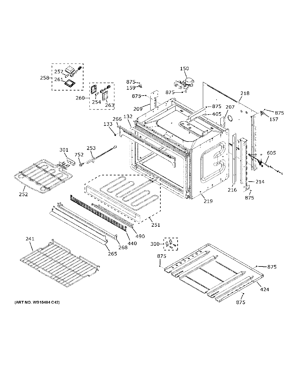 Lower Oven Diagram and Parts List for JKD5000DN3BB  General Electric Wall Oven