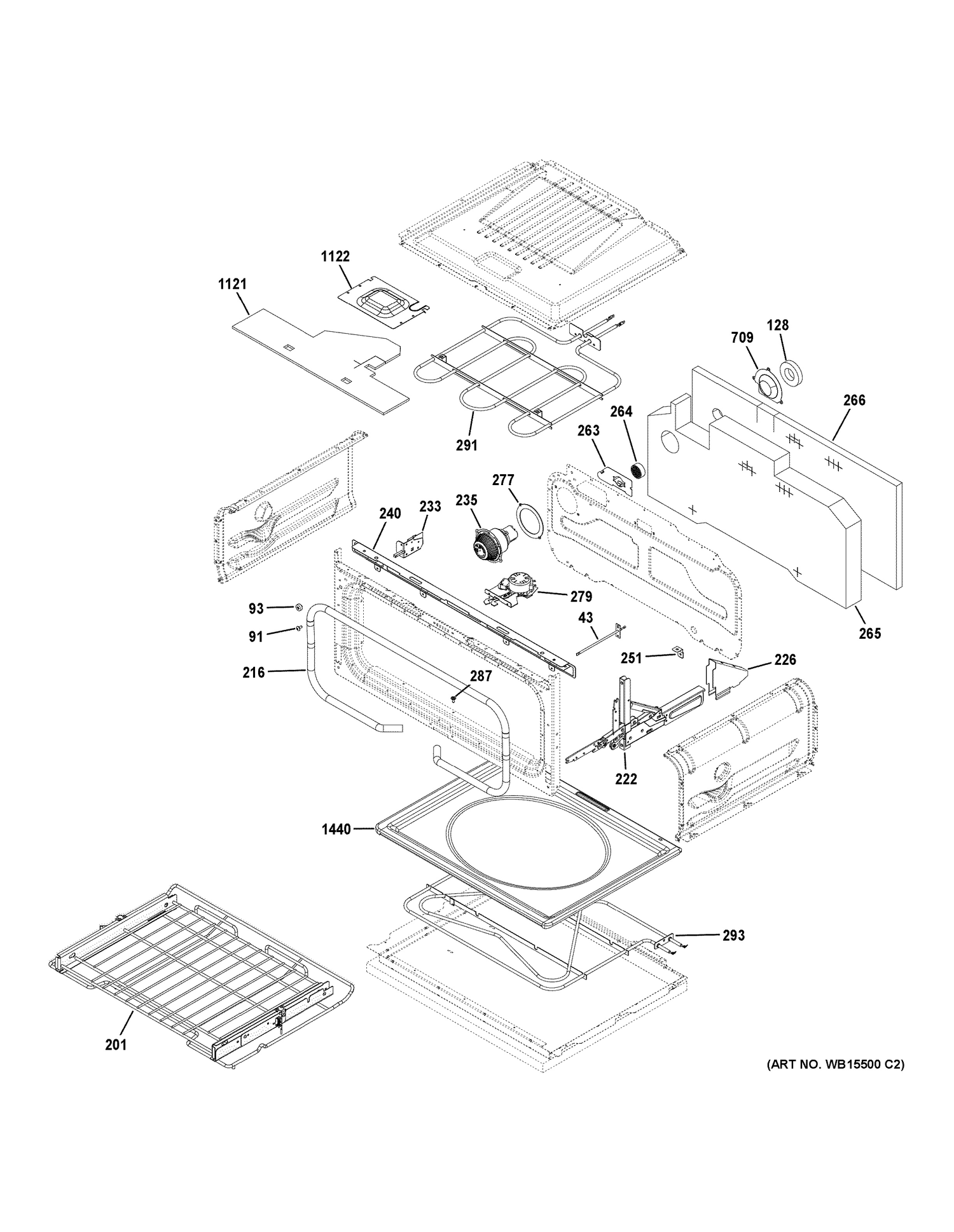 UPPER OVEN Diagram and Parts List for C2S995SEL1SS  General Electric Range