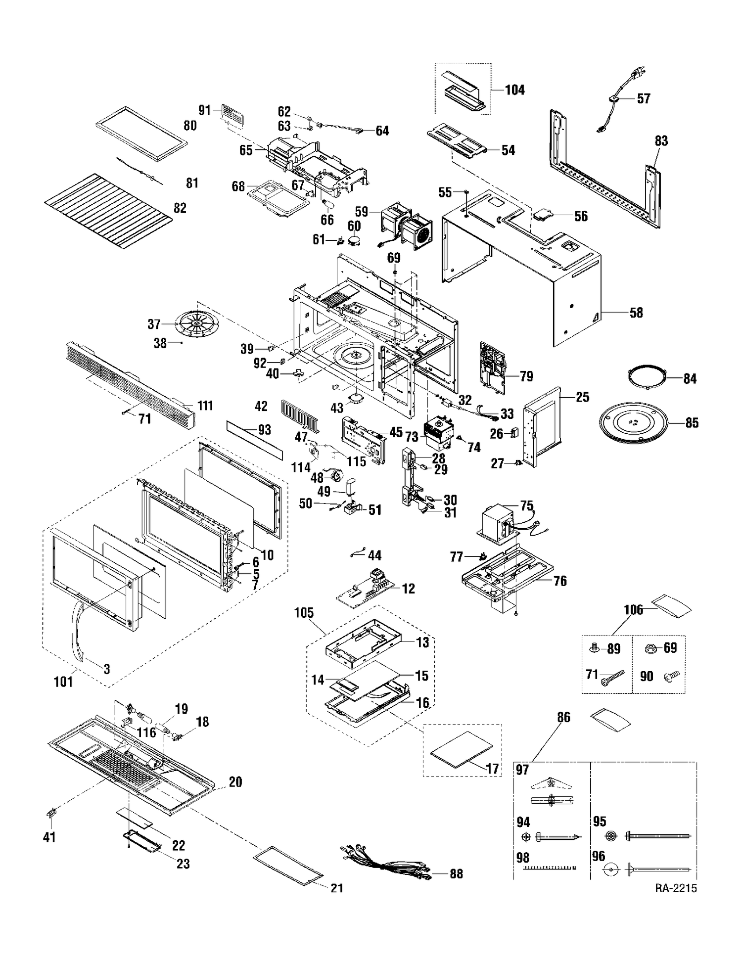 MICROWAVE Diagram and Parts List for RVM1625SJC02  General Electric Microwave