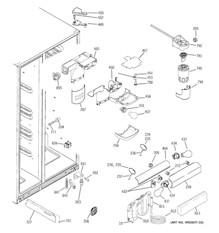 Fresh Food Section Diagram and Parts List for GSHS9NGYCCSS  General Electric Refrigerator