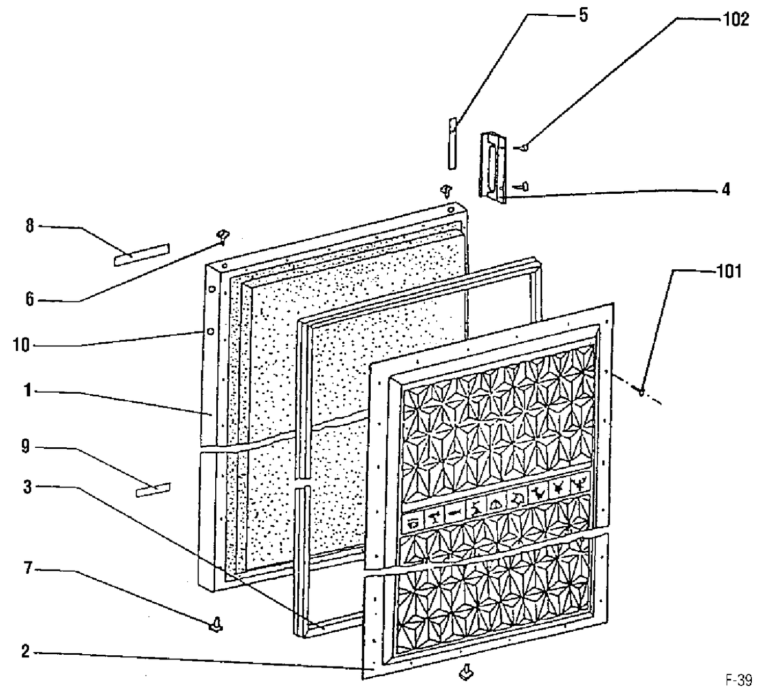 DOOR ASSEMBLY Diagram and Parts List for 86000  General Electric Freezer