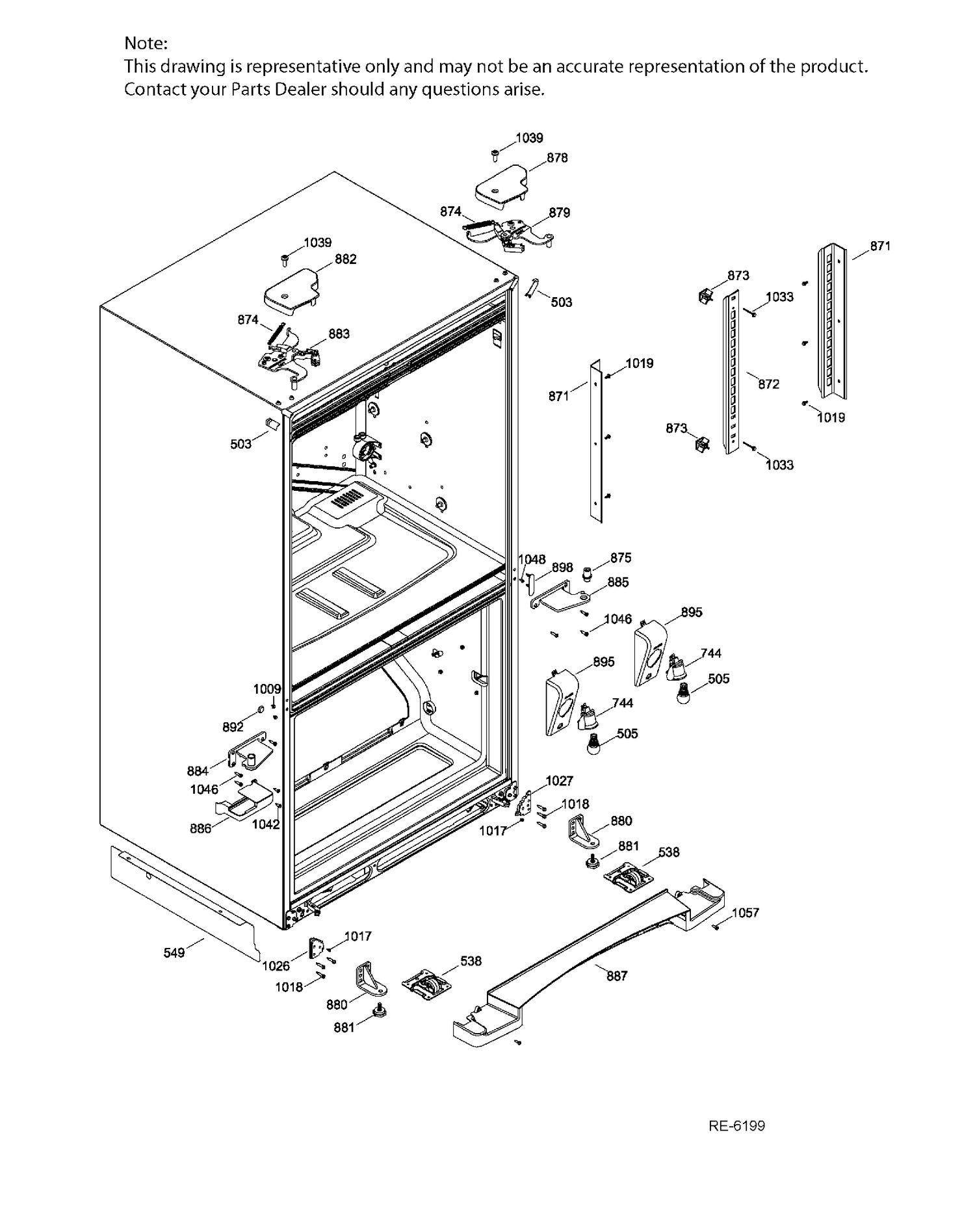 HINGE PARTS Diagram and Parts List for PNR20KSEBFES  General Electric Refrigerator