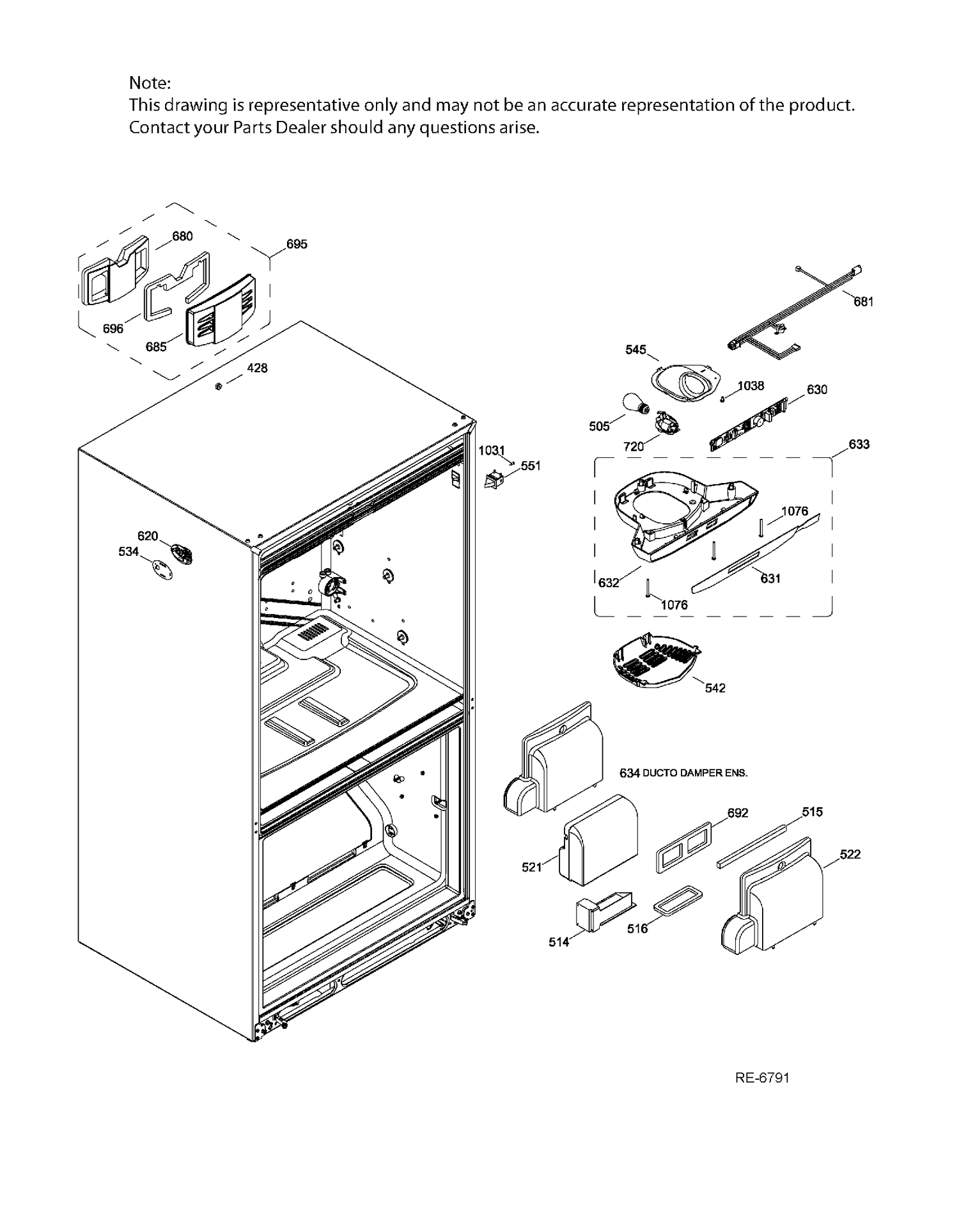 FF FUNCTIONAL PARTS Diagram and Parts List for ADRS0MBZIRSS  General Electric Refrigerator