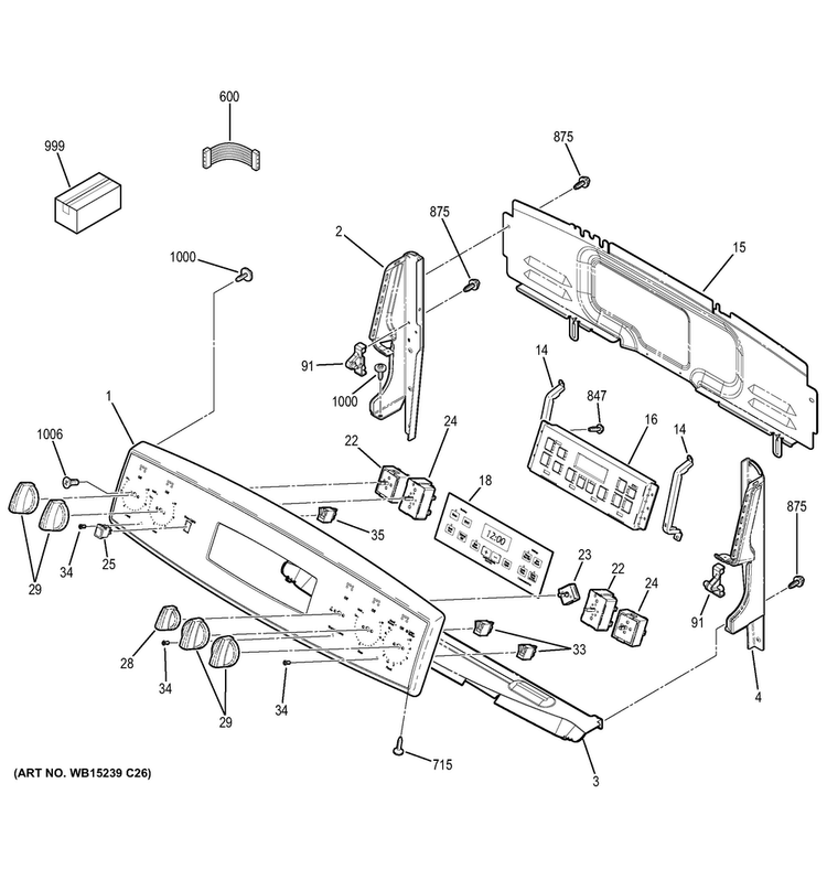 Control Panel Diagram and Parts List for JB690EF2ES  General Electric Range