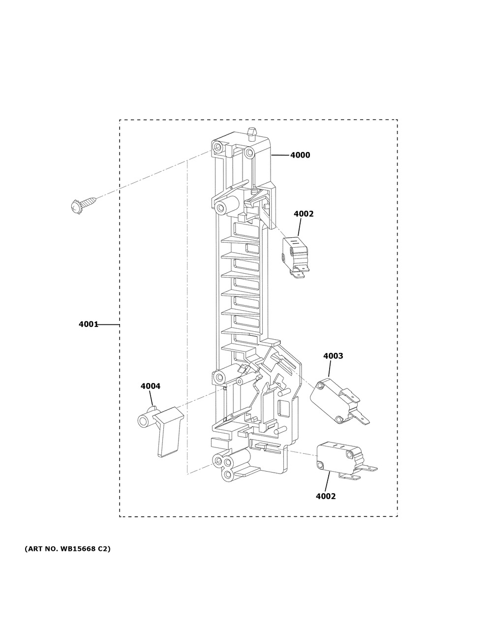 Latch Board Parts Diagram and Parts List for PVM9005FM9DS  General Electric Microwave