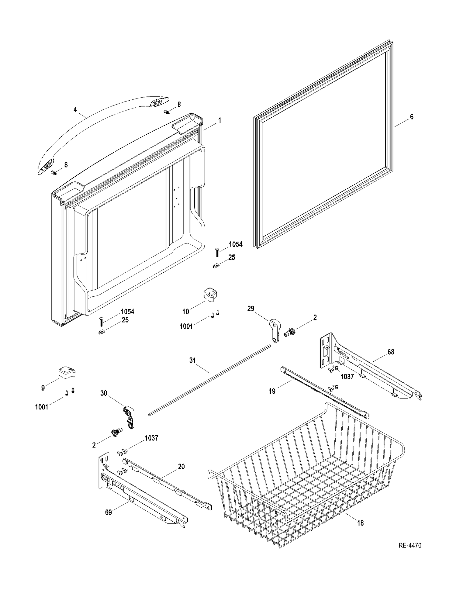 FZ DOOR Diagram and Parts List for PDRS0MBYELSS  General Electric Refrigerator
