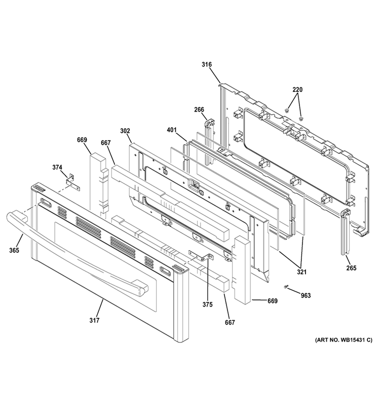 Upper Door Diagram and Parts List for JGB860EEJ2ES  General Electric Range