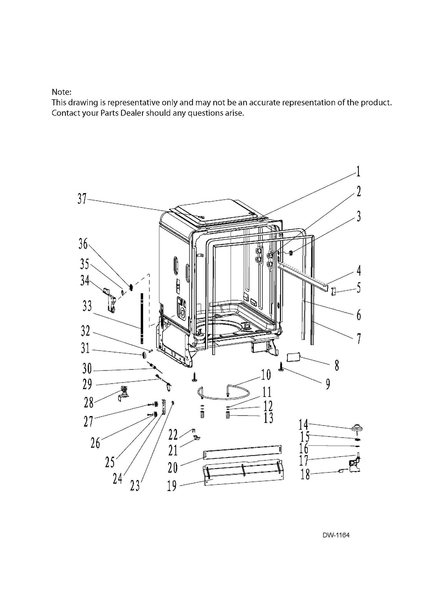 TUB Diagram and Parts List for GDWF700V01BB  General Electric Dishwasher