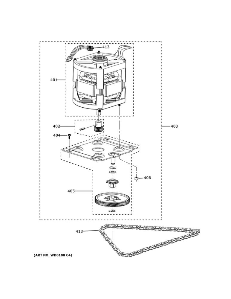 Motor And Drive Parts 1 Diagram and Parts List for UCG1520N0SS  General Electric Trash Compactor