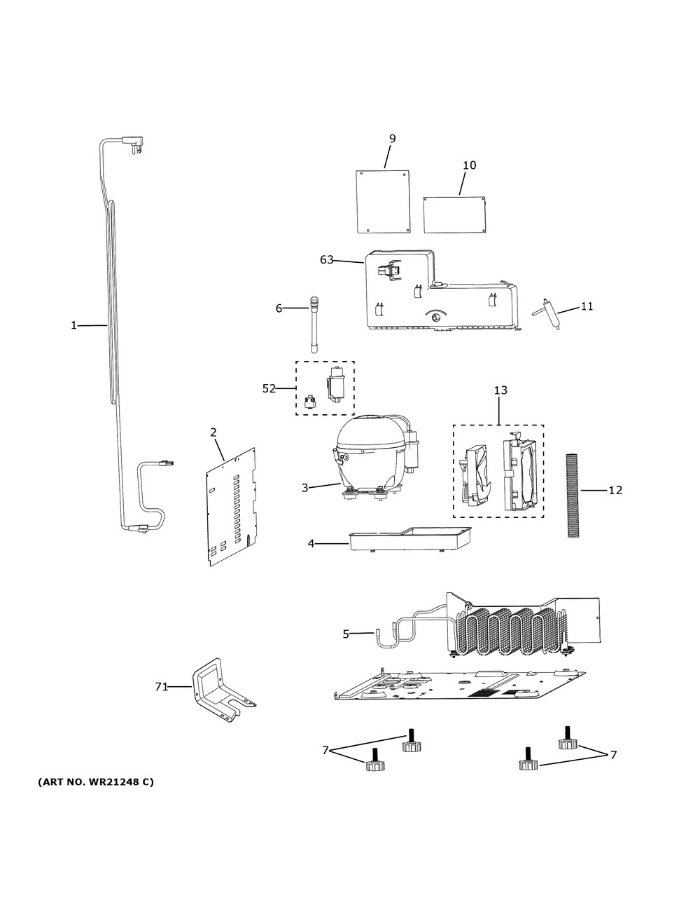 Machine Compartment Diagram and Parts List for CCP06BP4PBW2  General Electric Wine and Beverage Cooler
