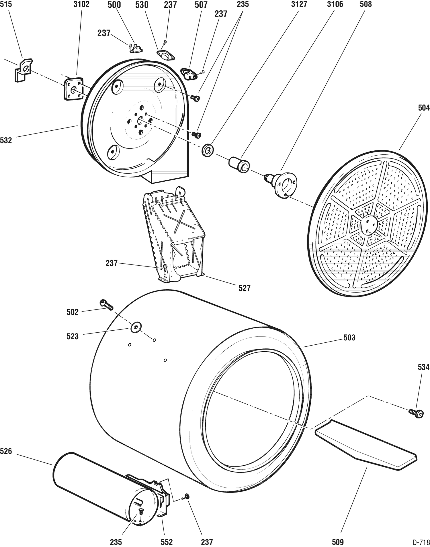 DRUM Diagram and Parts List for PTMS650GM2WT  General Electric Dryer