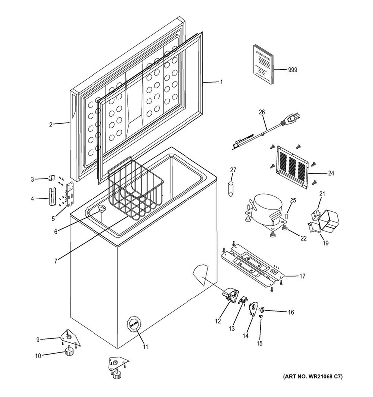 Freezer Parts Diagram and Parts List for FCM7DKAWW  General Electric Freezer