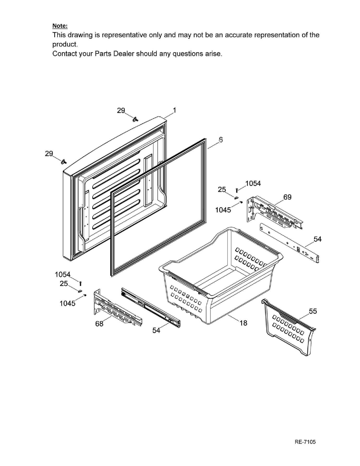 FREEZER DOOR Diagram and Parts List for PFE24JMKBKES  General Electric Refrigerator