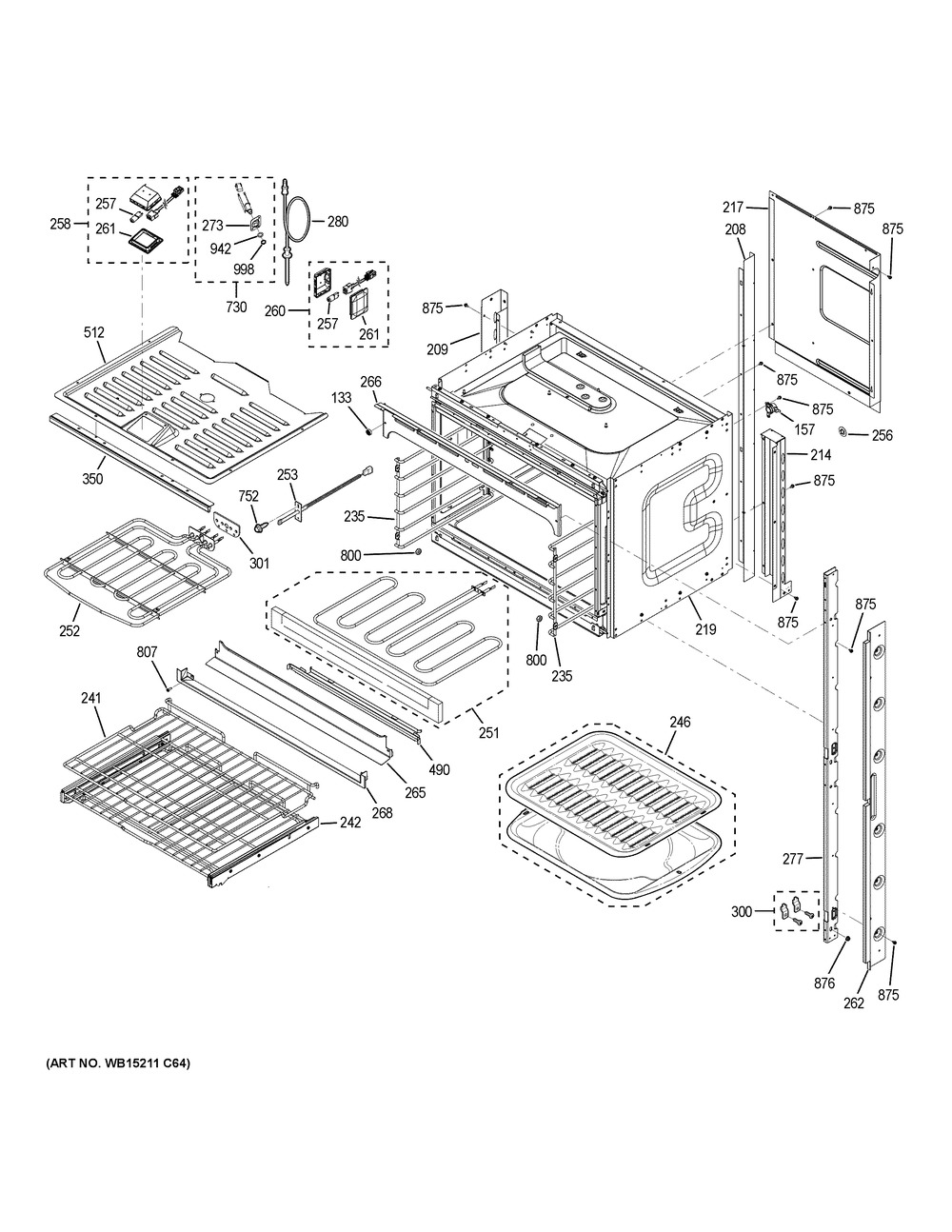Upper Oven Diagram and Parts List for ZET9550SH4SS  General Electric Wall Oven