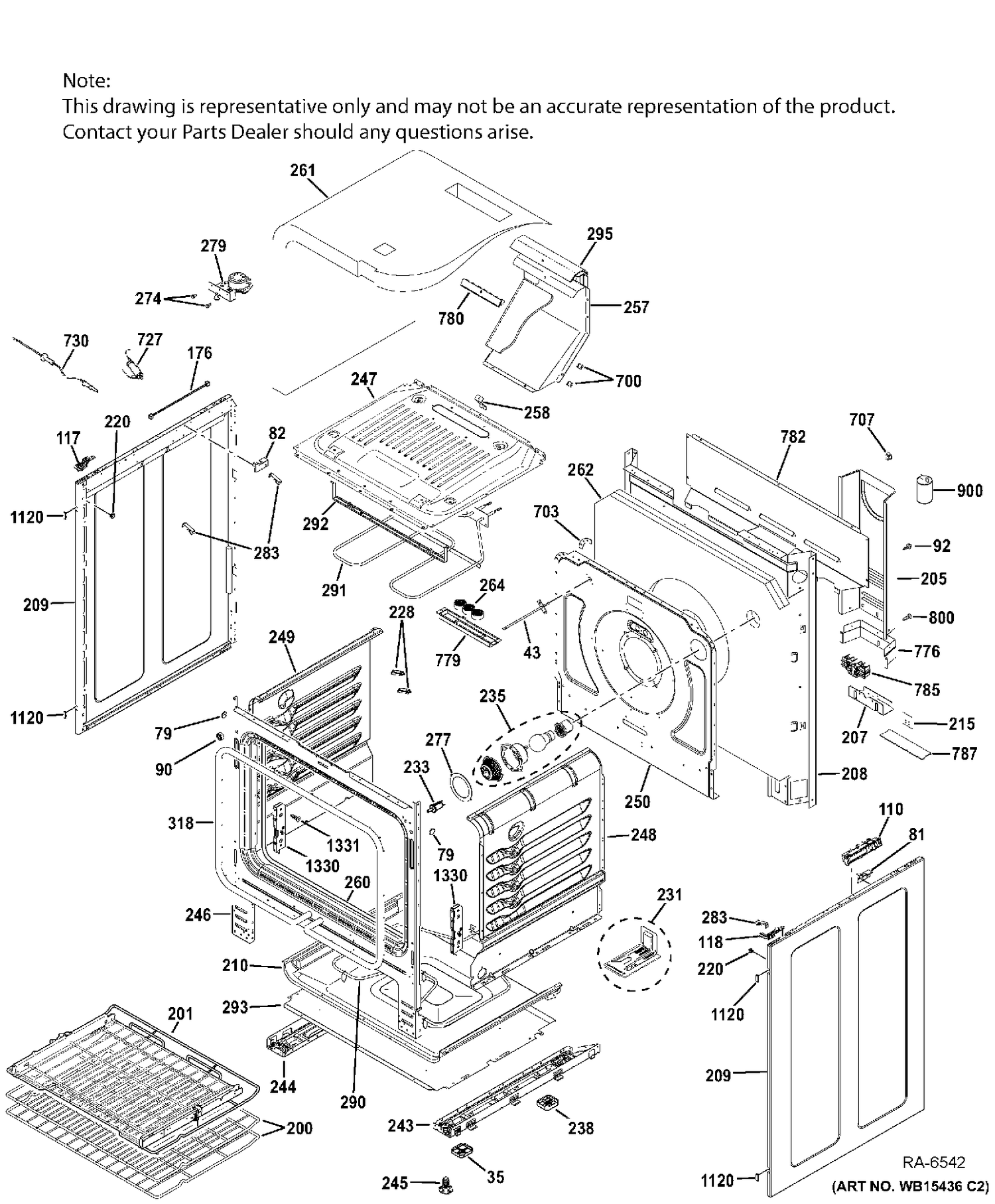 BODY PARTS Diagram and Parts List for PC2B940SEJ3SS  General Electric Range