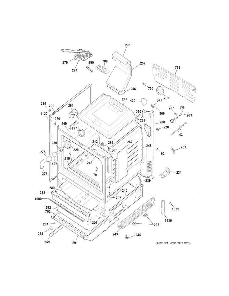 Body Parts Diagram and Parts List for JGB630DEF1WW  General Electric Range