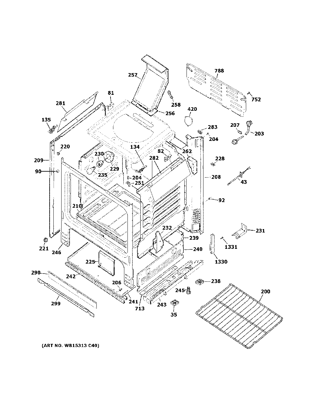Body Parts Diagram and Parts List for JGBS66EEK5ES  General Electric Range