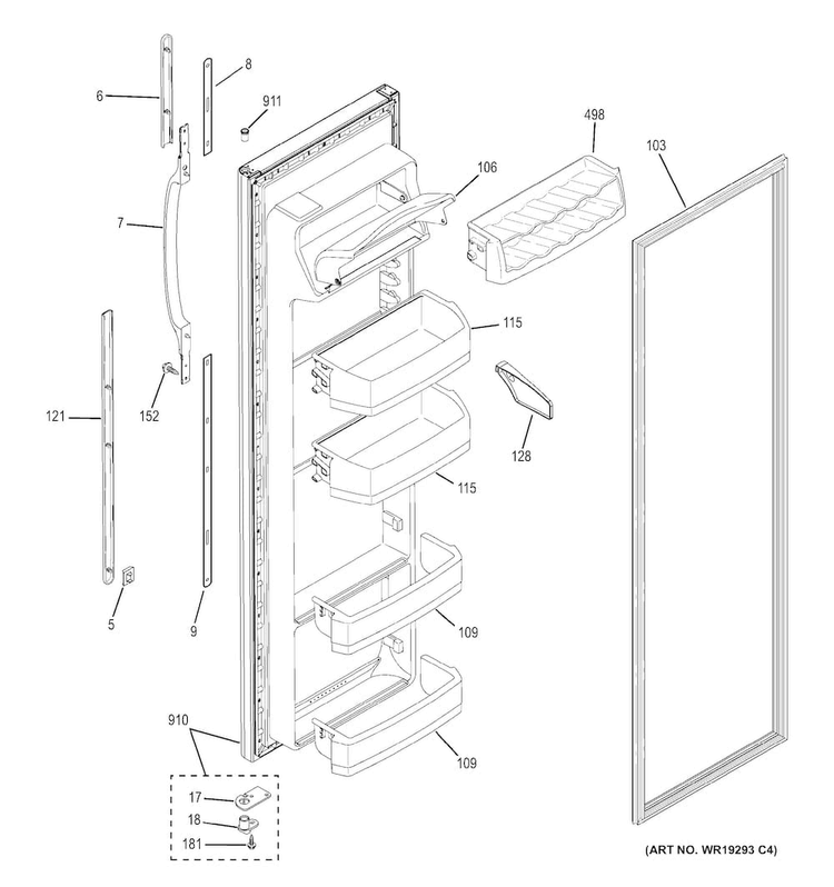 Fresh Food Door Diagram and Parts List for GSS22WGPCBB  General Electric Refrigerator