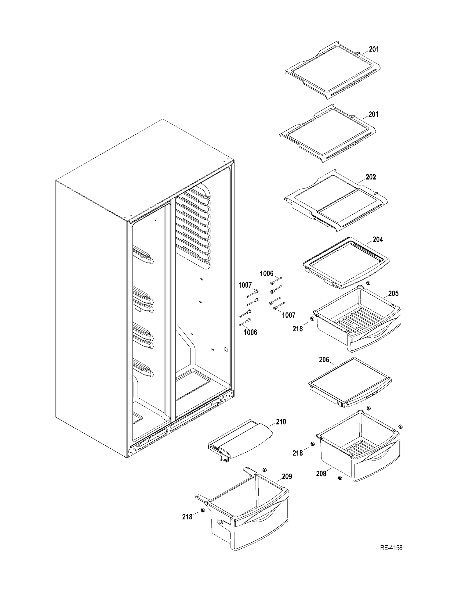 FF SHELVES Diagram and Parts List for PSRS6PGZADSS  General Electric Refrigerator