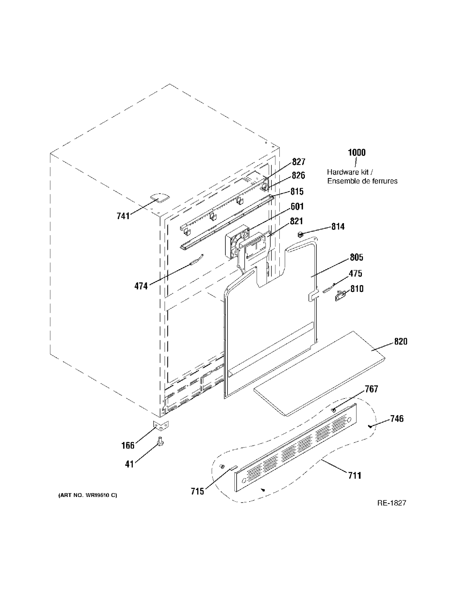 CABINET Diagram and Parts List for ZIDI240BAII  General Electric Refrigerator