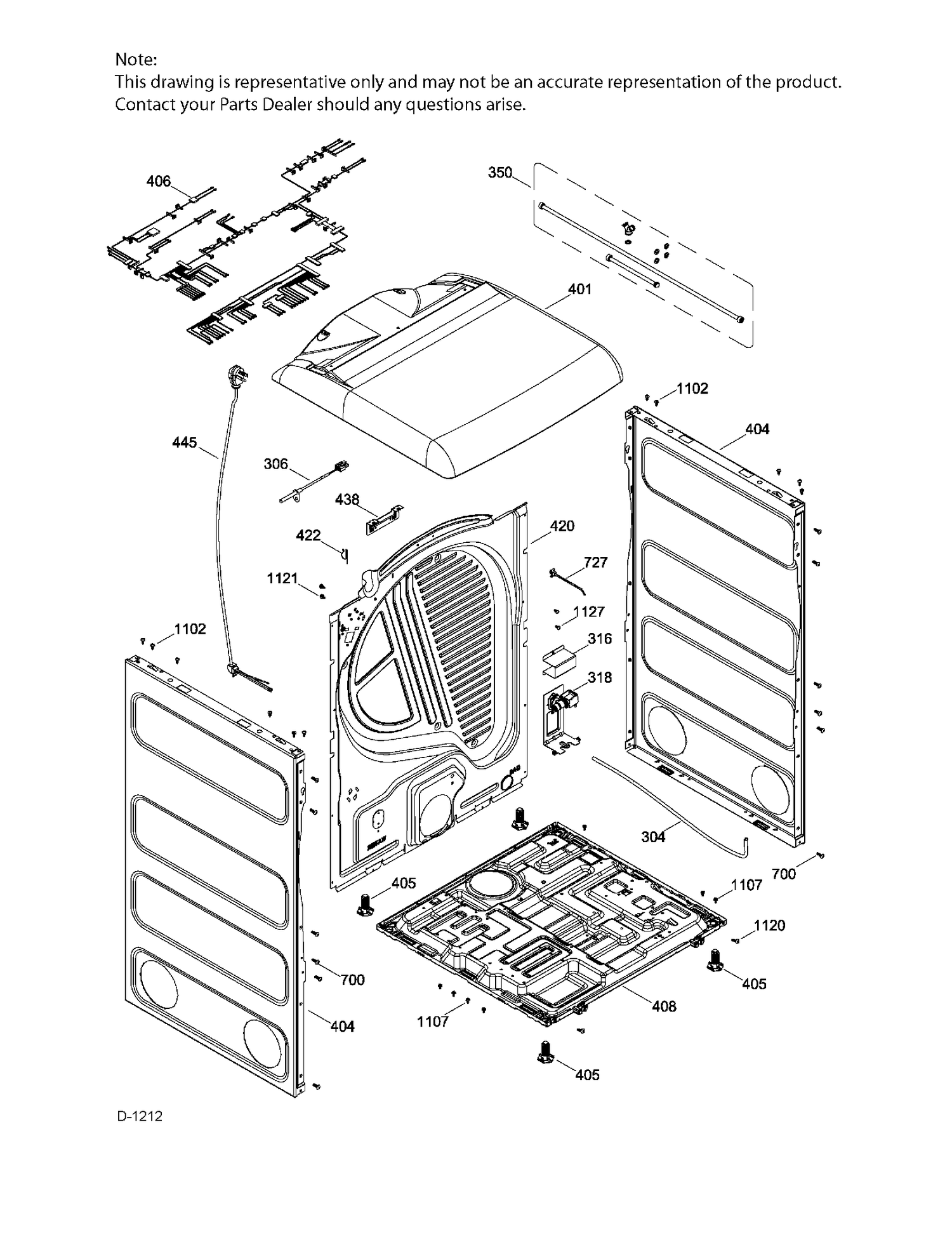 STRUCTURE Diagram and Parts List for GTMS855ED1MC  General Electric Dryer