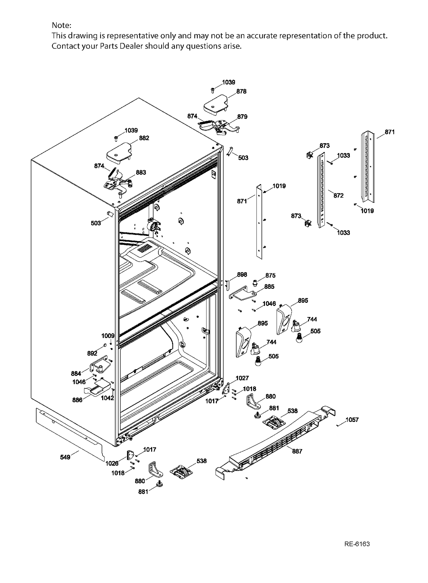 HINGE PARTS Diagram and Parts List for PNR20KGEBFBB  General Electric Refrigerator