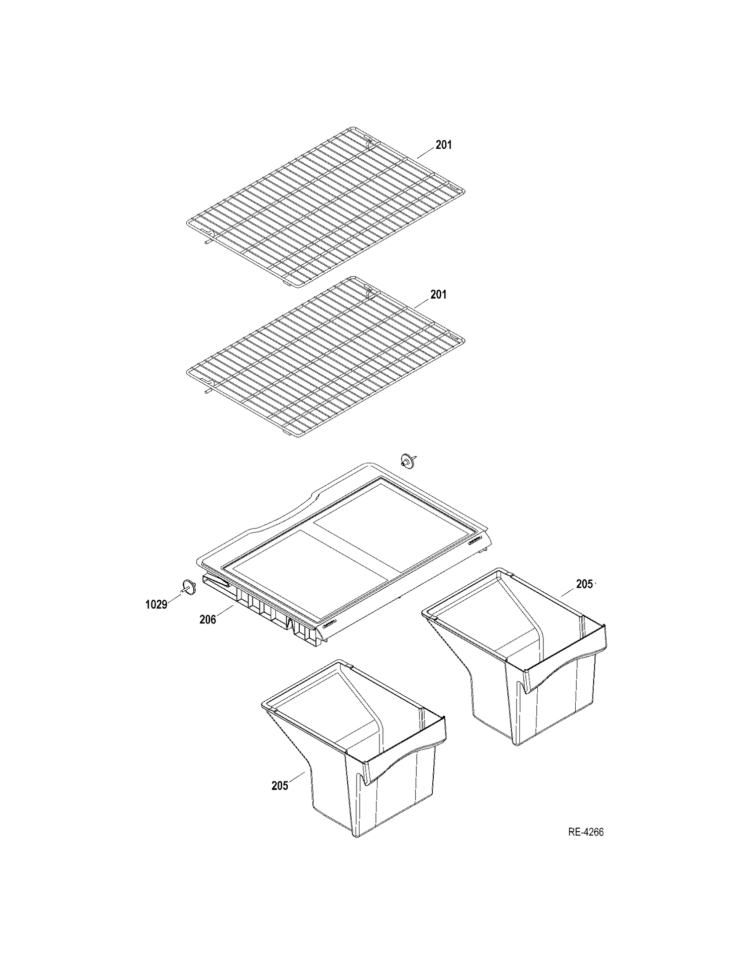 FF SHELVES Diagram and Parts List for GTRC0GAZARWW  General Electric Refrigerator