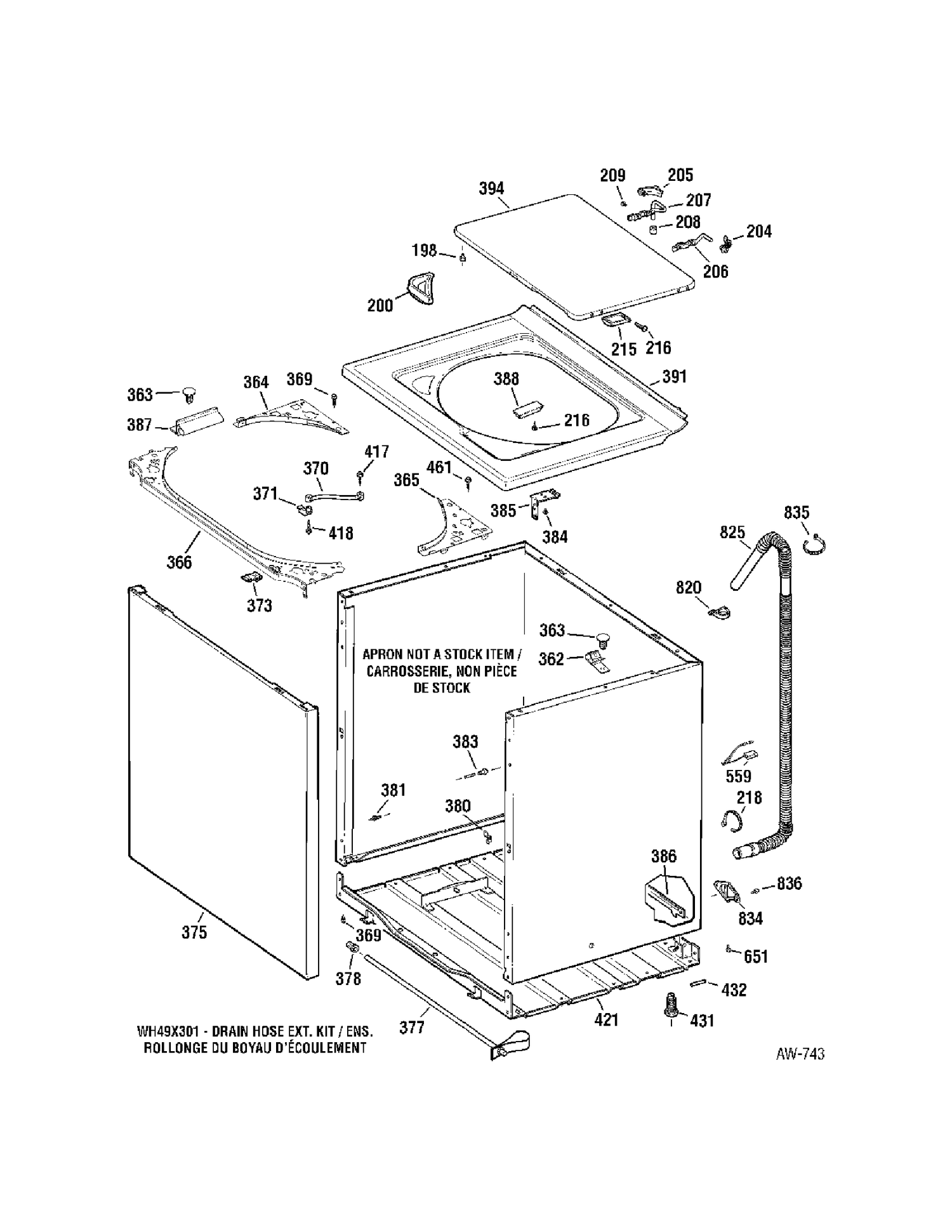 CABINET Diagram and Parts List for GBSR3140H1WW  General Electric Washer
