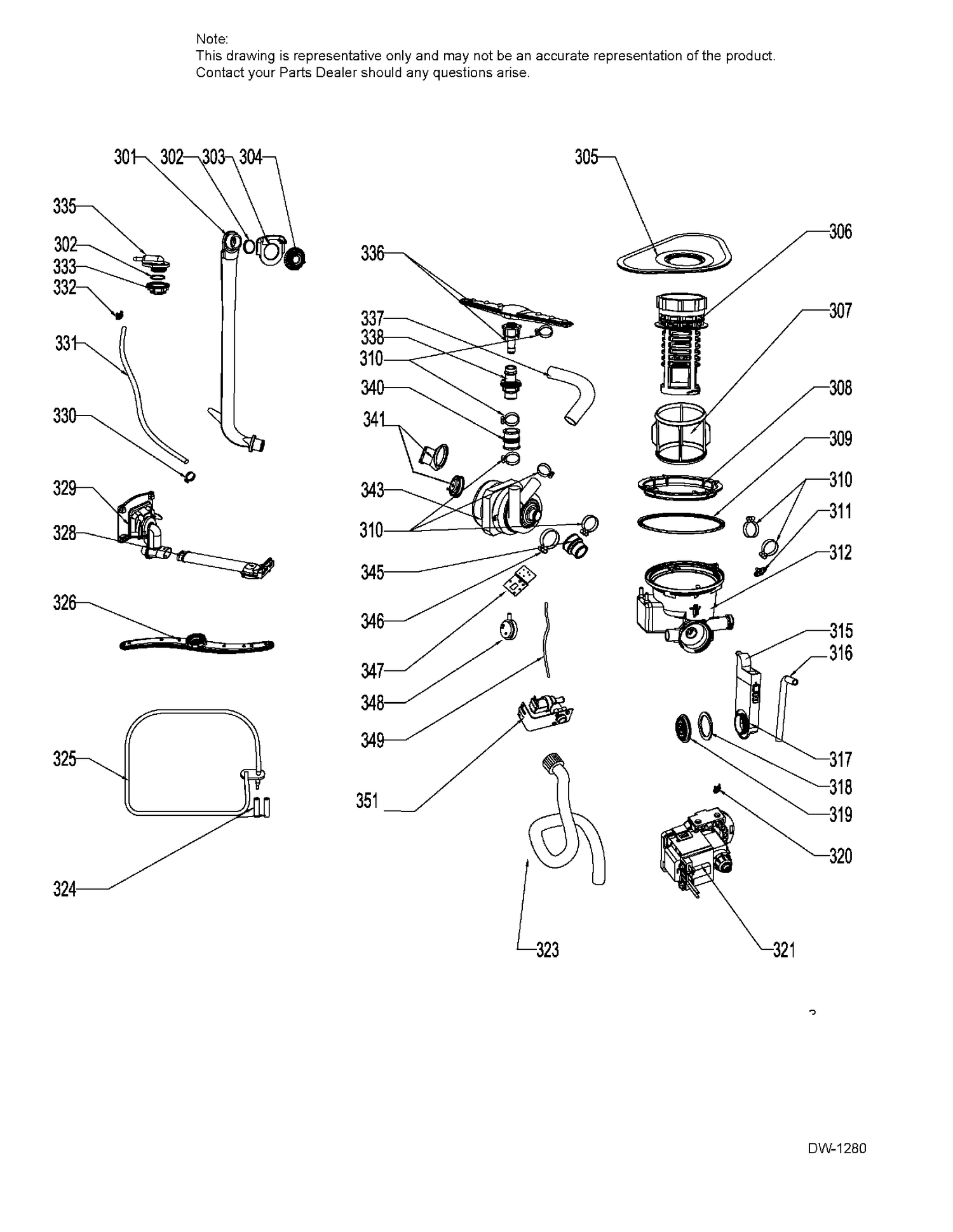 SUMP & MOTOR MECHANISM Diagram and Parts List for GPF400SGF1WW  General Electric Dishwasher