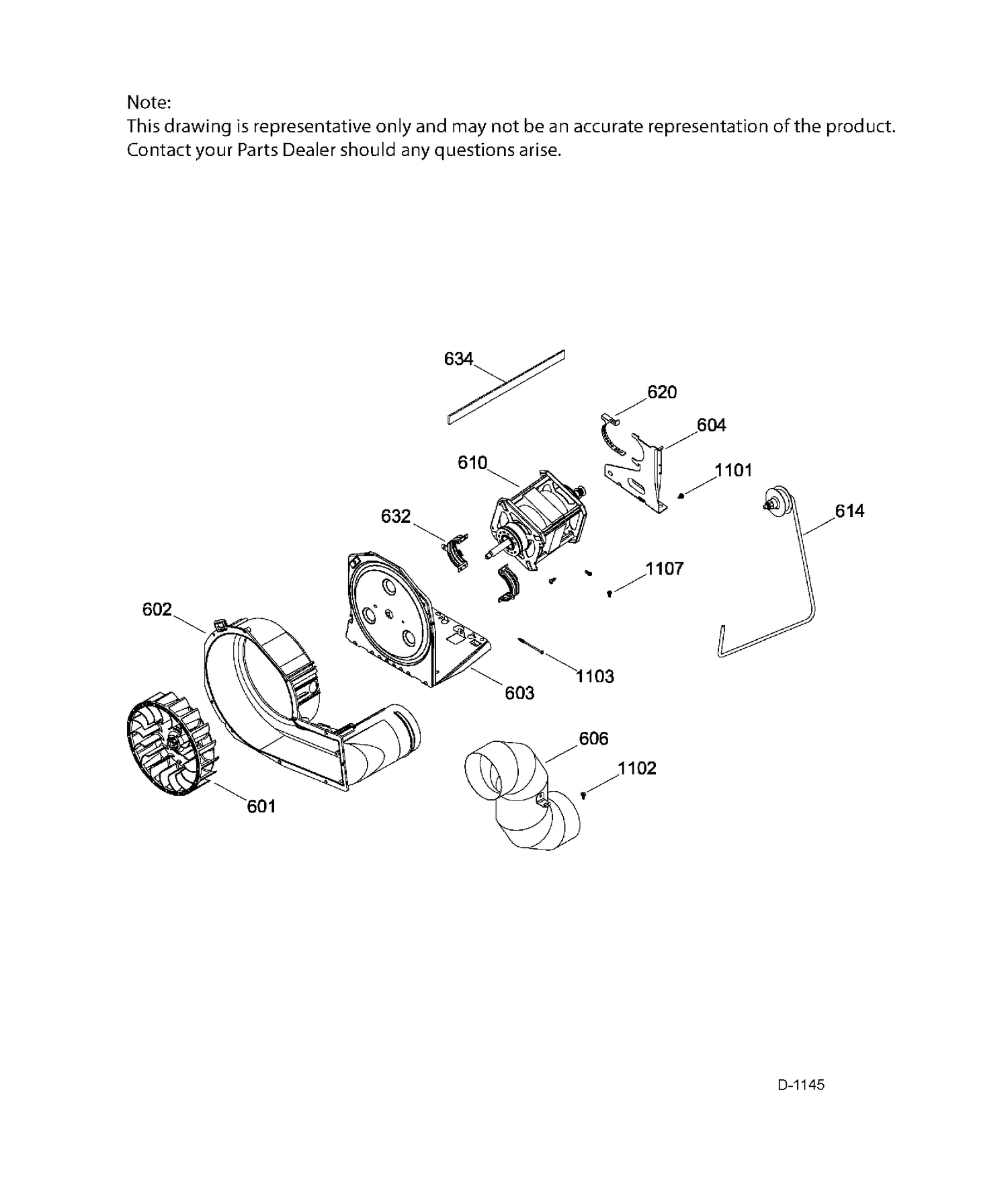 BLOWER & DRIVE ASM Diagram and Parts List for GUAP240EM5WW  General Electric Dryer