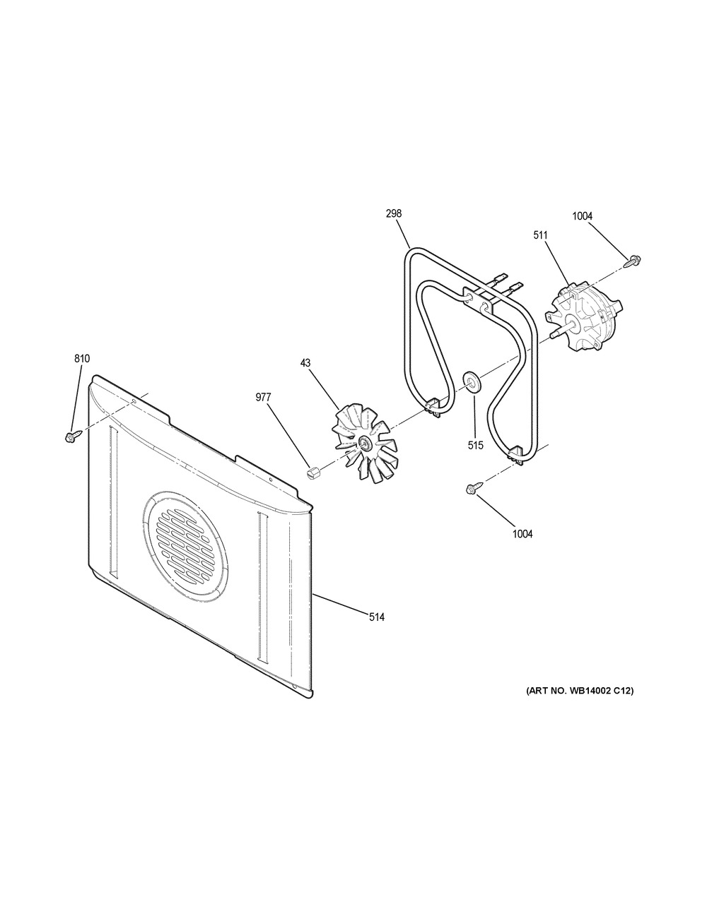 Convection Fan Diagram and Parts List for PB980SJ4SS  General Electric Range