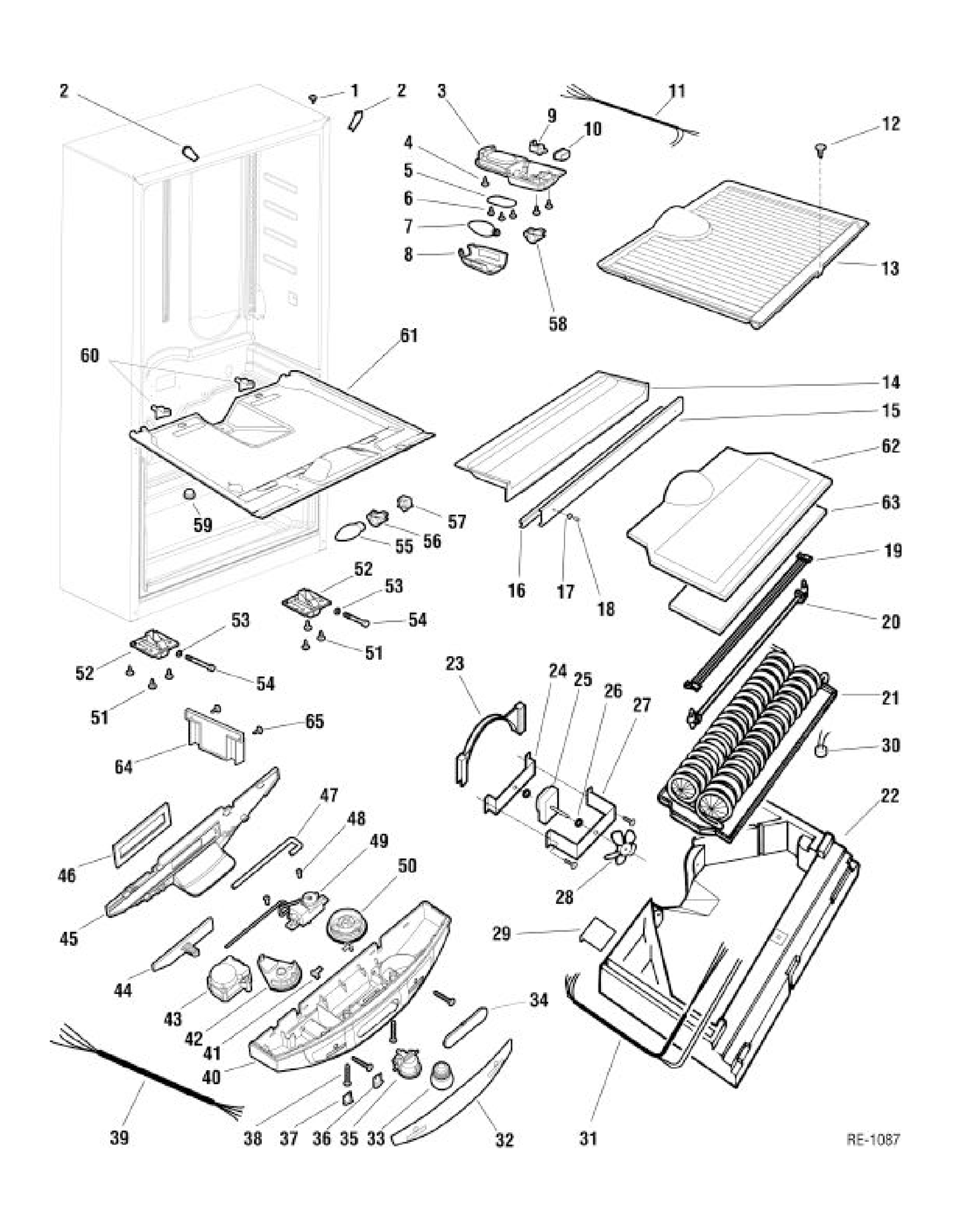 SYSTEM GROUP 1 Diagram and Parts List for 3220-00LA0S00  General Electric Refrigerator