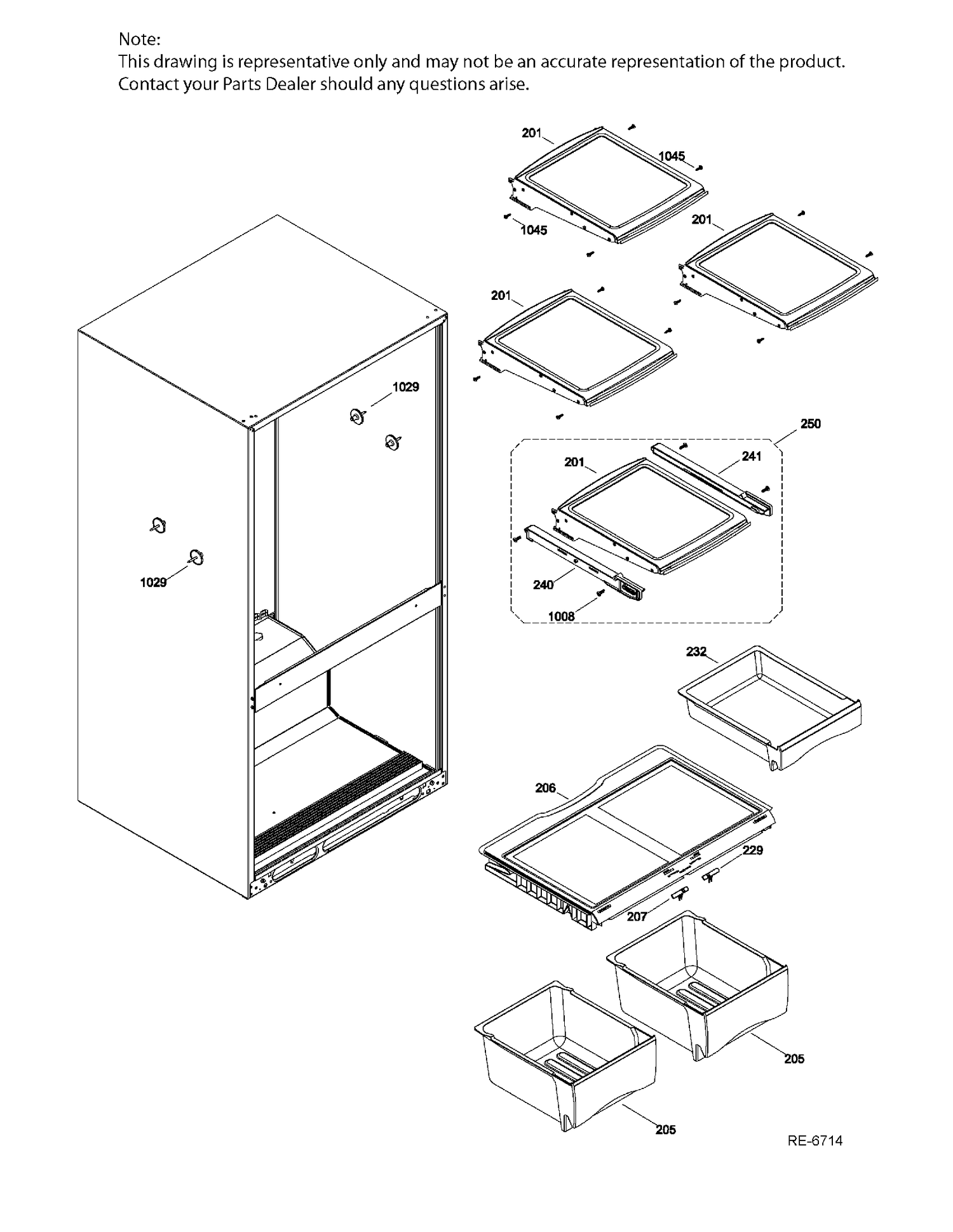 FF SHELVES Diagram and Parts List for GDRC0KBXARBB  General Electric Refrigerator