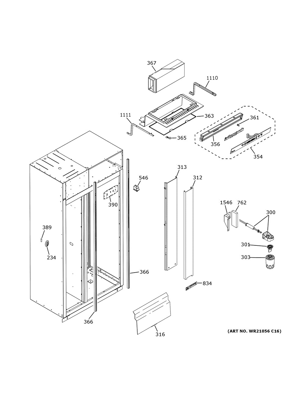 Fresh Food Section Diagram and Parts List for CSB42WP2NKS1  General Electric Refrigerator