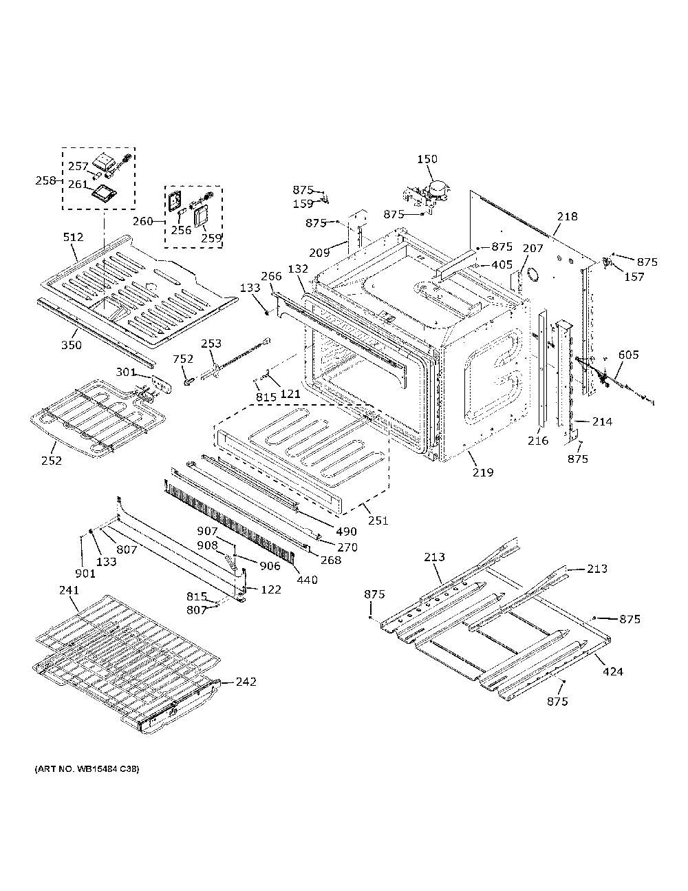 Lower Oven Diagram and Parts List for PTD700RSN2SS  General Electric Wall Oven