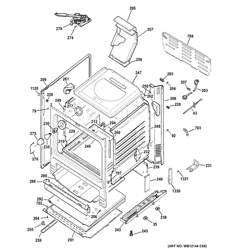 Body Parts Diagram and Parts List for RGB780DEH2BB  Hotpoint Range