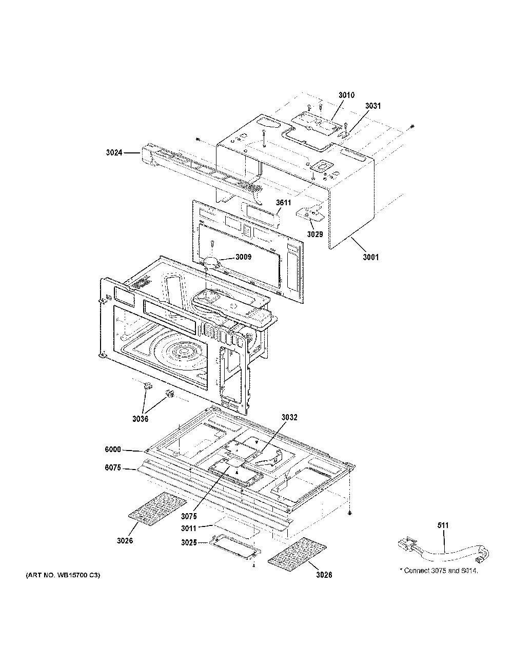 Oven Cavity Parts Diagram and Parts List for CVM517P2R1S1  General Electric Microwave